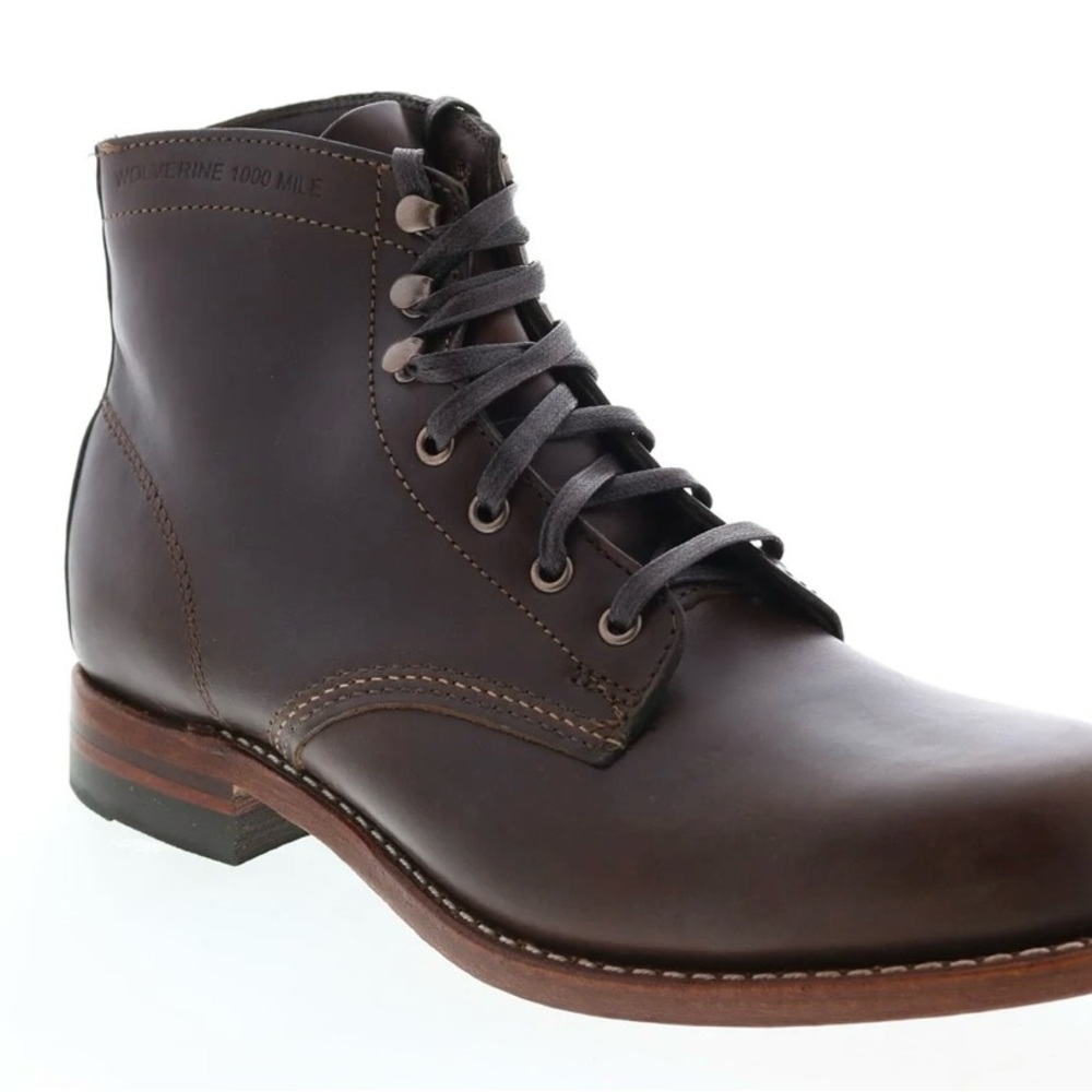 Wolverine 1000 Mile Plain Toe Boot W05301 Mens Brown Casual Dress Boots size 9D